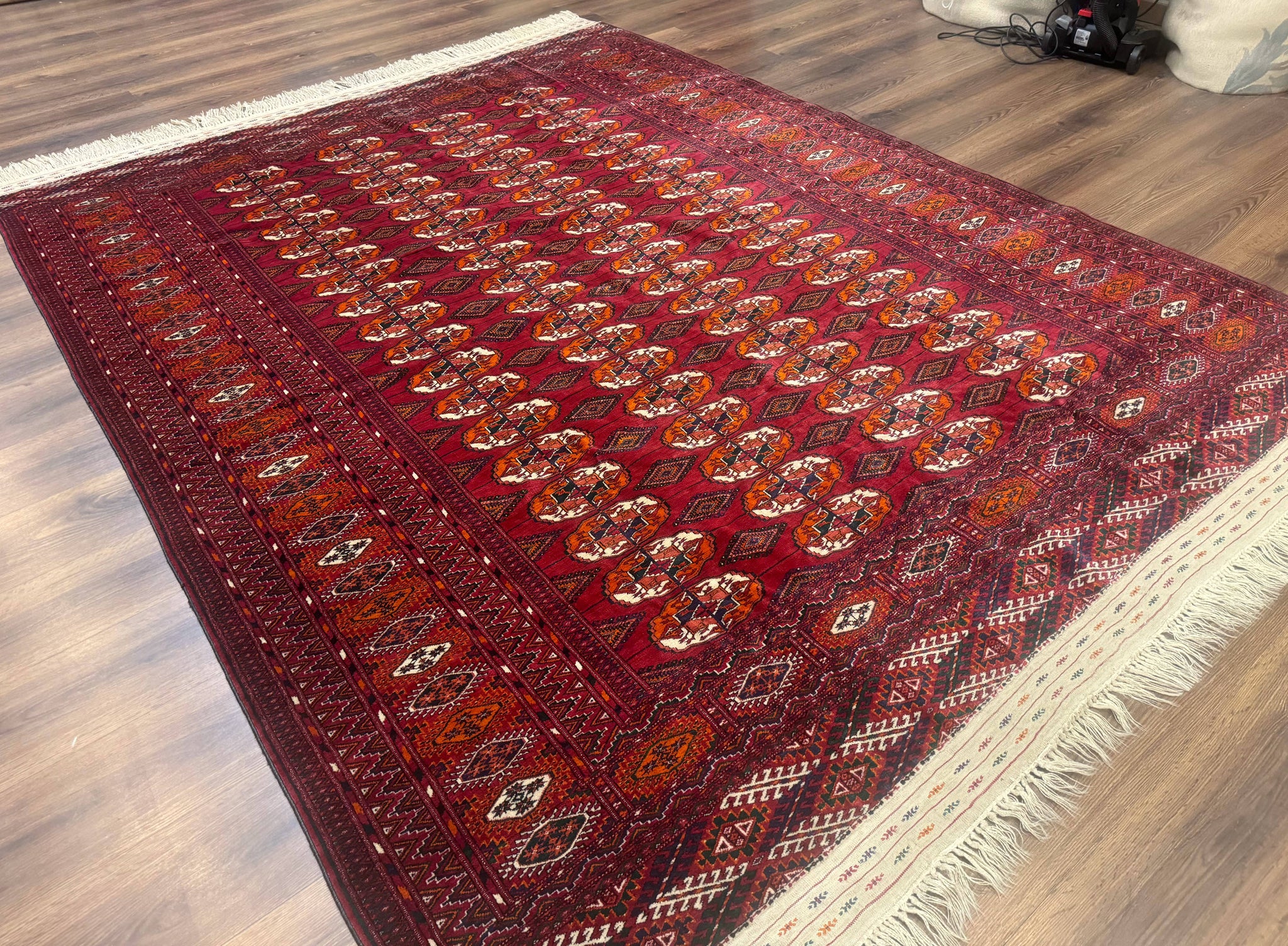 Persian Turkoman Rug 7x9, Red Tribal Carpet by Jewel Rugs