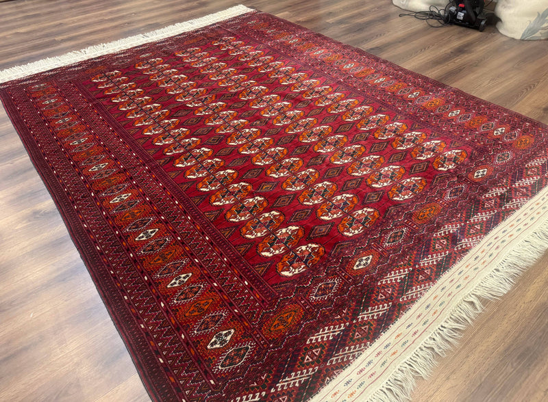 Persian Turkoman Rug 7x9, Red Tribal Carpet by Jewel Rugs