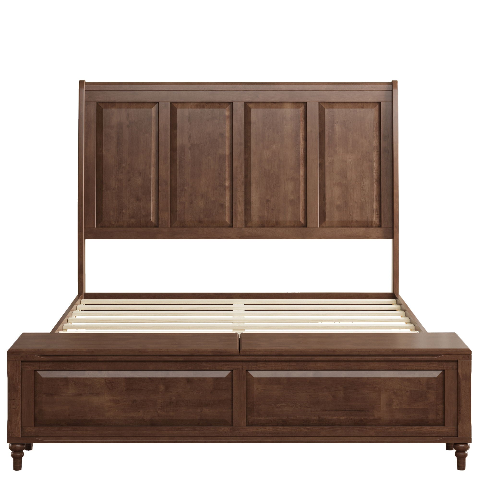 Sleigh Bed Frame With Tall Headboard And Storage Bench by HouseOfZazla