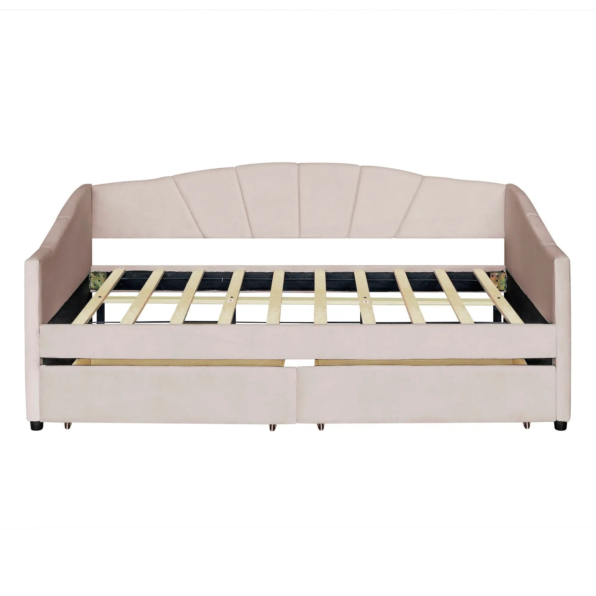 Upholstered Daybed With Two Drawers And Wood Slat by HouseOfZazla