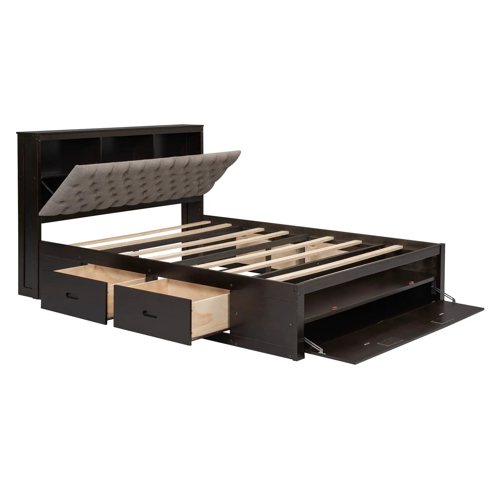 Platform Bed With Storage Headboard, Shoe Rack And 4 Drawers by Unique Piece Furniture