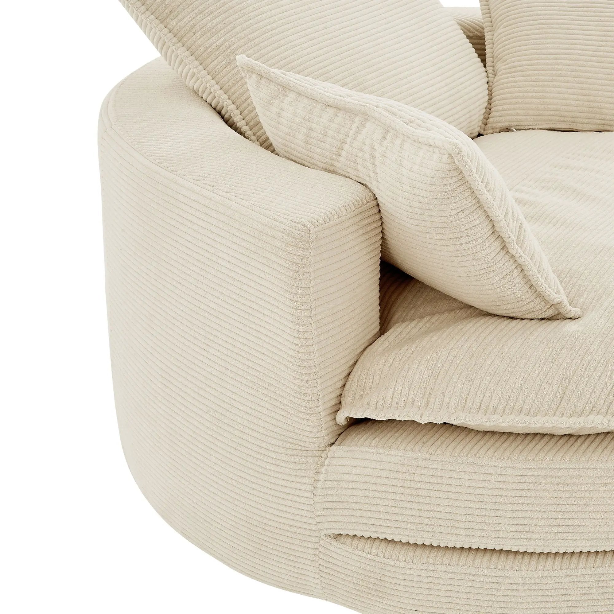360° Swivel Accent Barrel Chair With Dual Layer Cushion And 3 Removable Pillows by HouseOfZazla