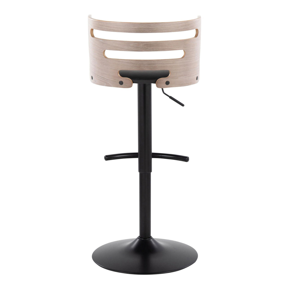 Mid-Century Modern Adjustable Barstool Set with Swivel and Rounded T Footrest - Beige or Black, photo 6 of 8