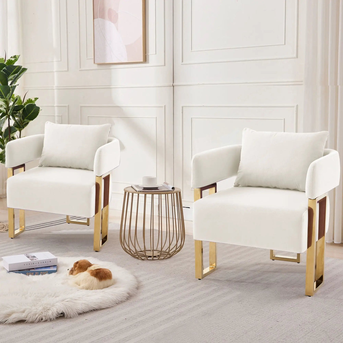 Modern Classic Design Decorative Chair Teddy Fleece Upholstered And Metal Foot by Unique Piece Furniture