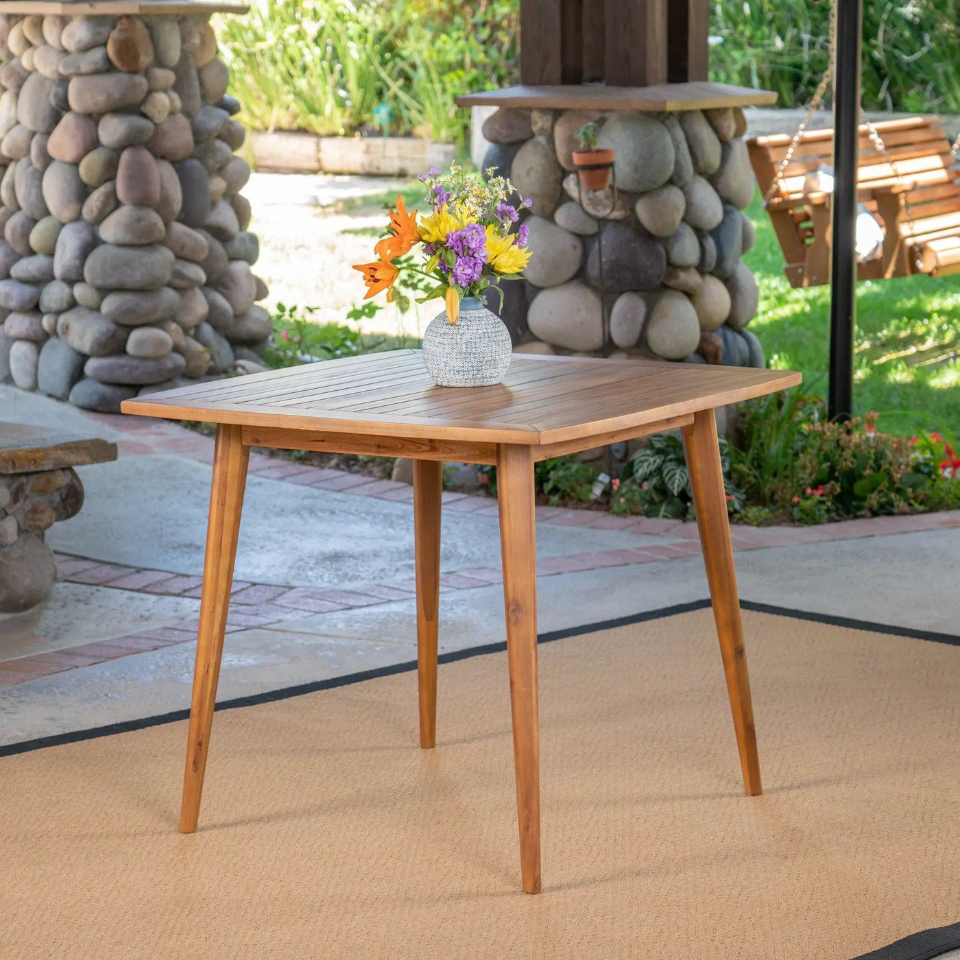 Modern Indoor Square Acacia Wood Dining Table with Toothpick Leg Design by HouseOfZazla