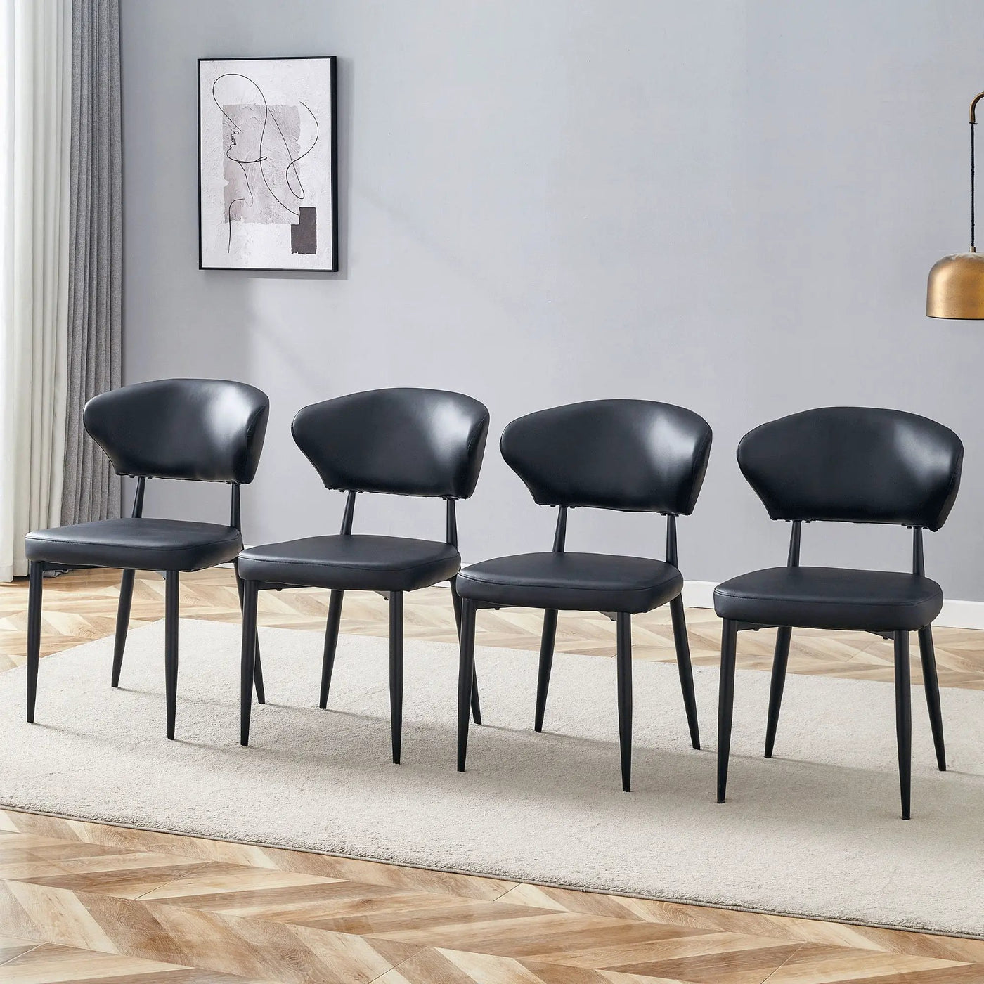 Minimalist Ergonomic Dining Chair With Curved Backres (Set of 4) by Unique Piece Furniture