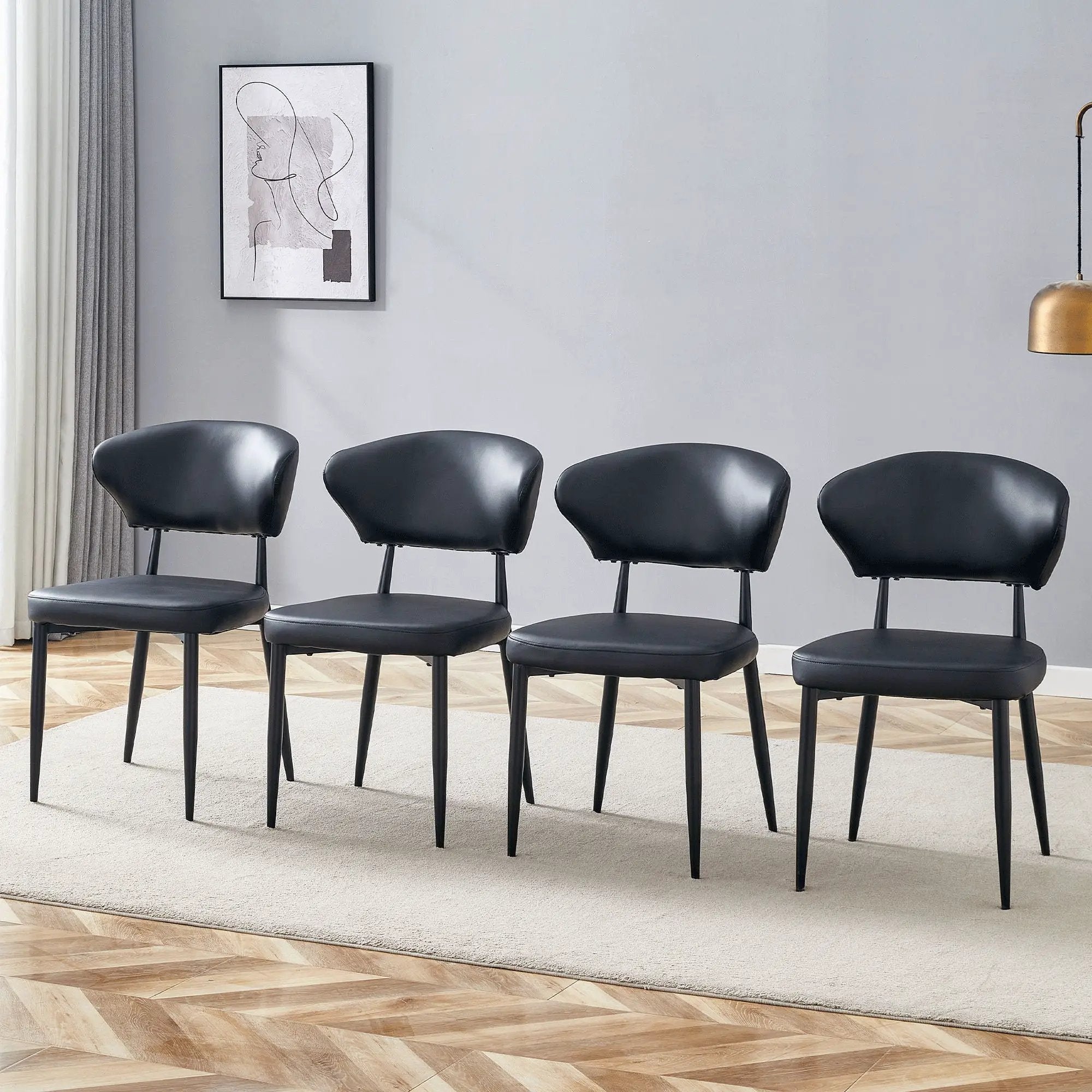 Minimalist Ergonomic Dining Chair With Curved Backres (Set of 4) by Unique Piece Furniture