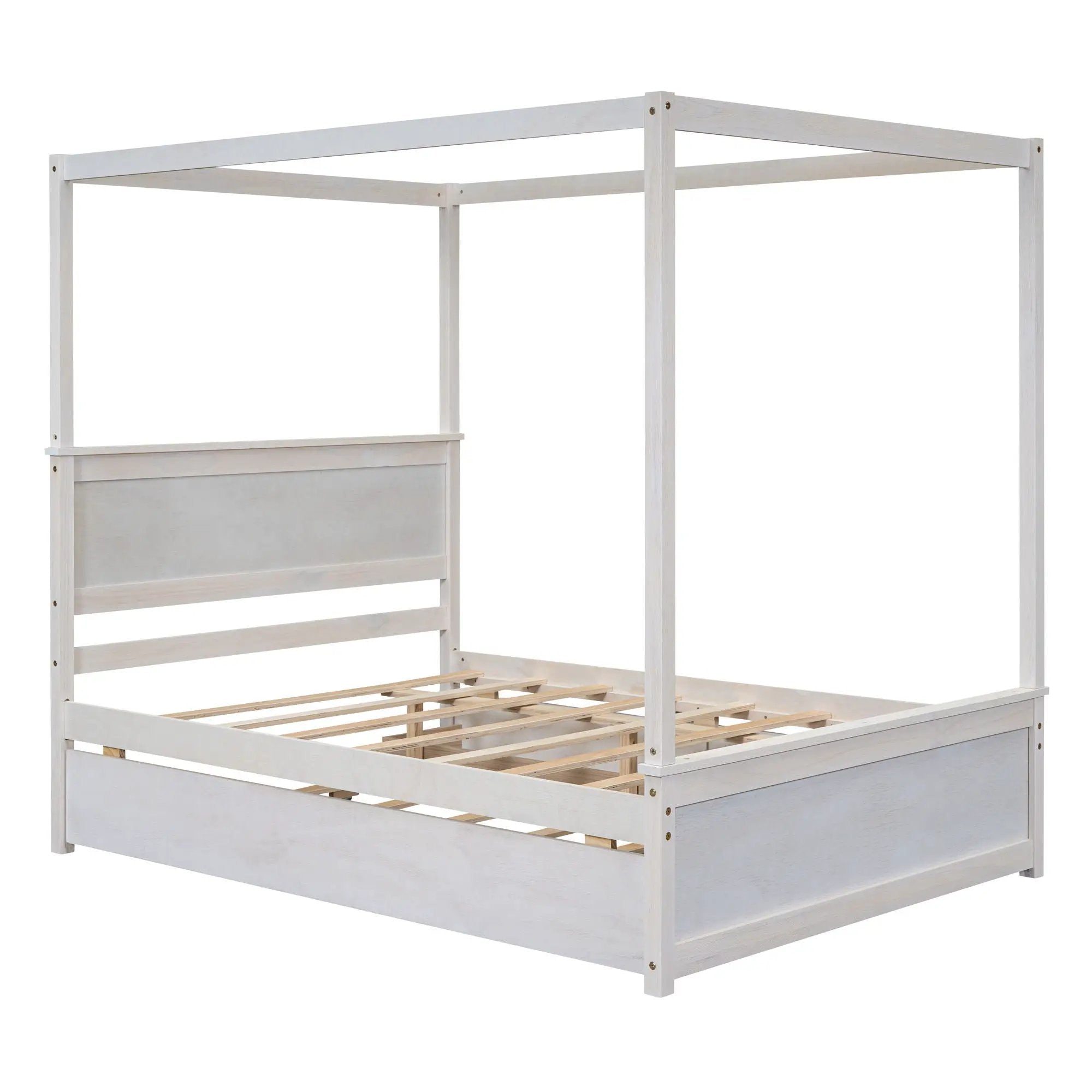 Canopy Platform Bed With Drawers, Support Slats, No Box Spring Needed by HouseOfZazla