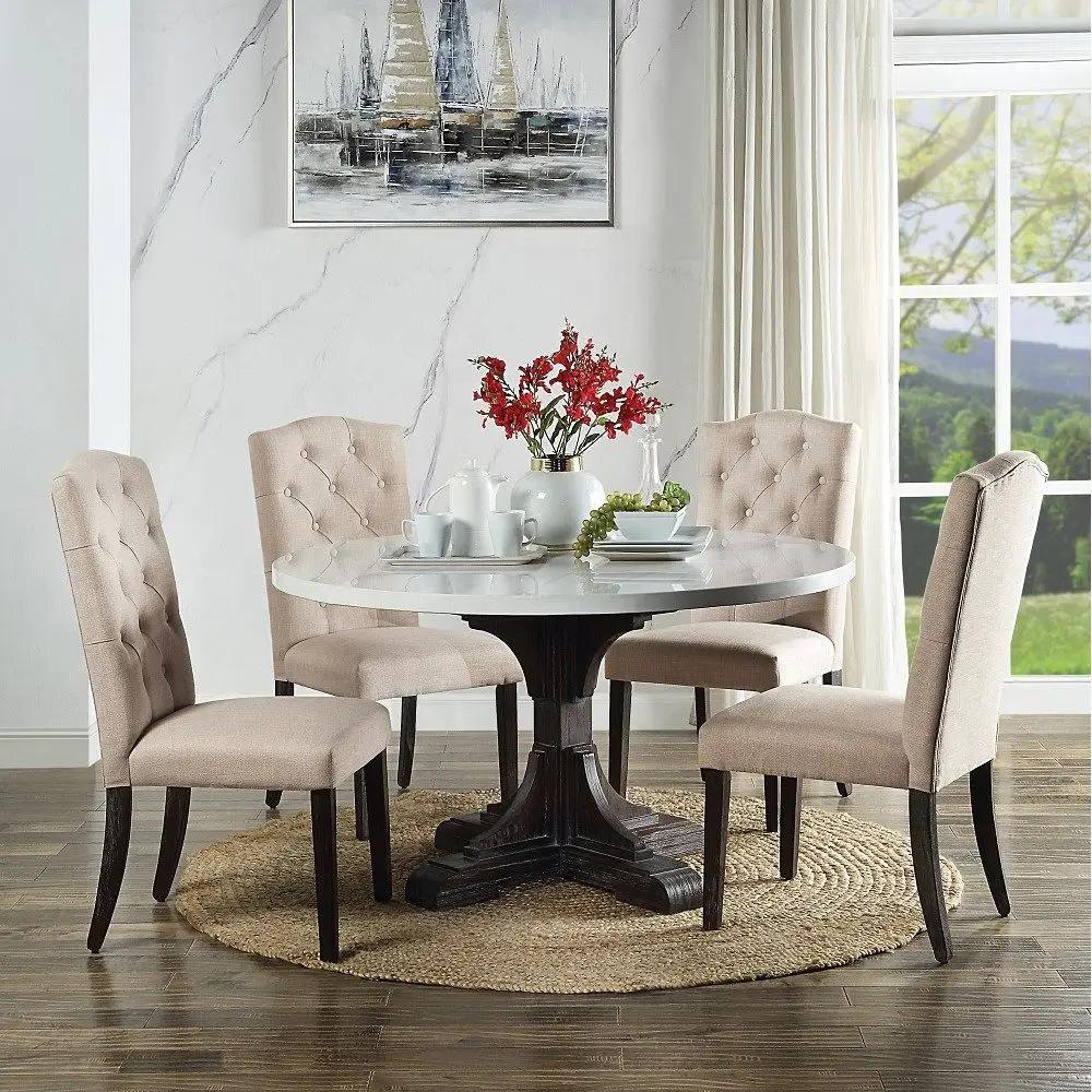 Gerardo - Dining Table - White Marble Top & Weathered Espresso by Unique Piece Furniture