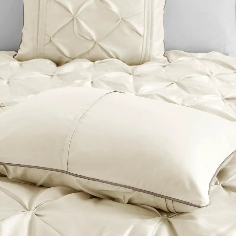 7 Piece Tufted Comforter Set Ivory Queen by HouseOfZazla