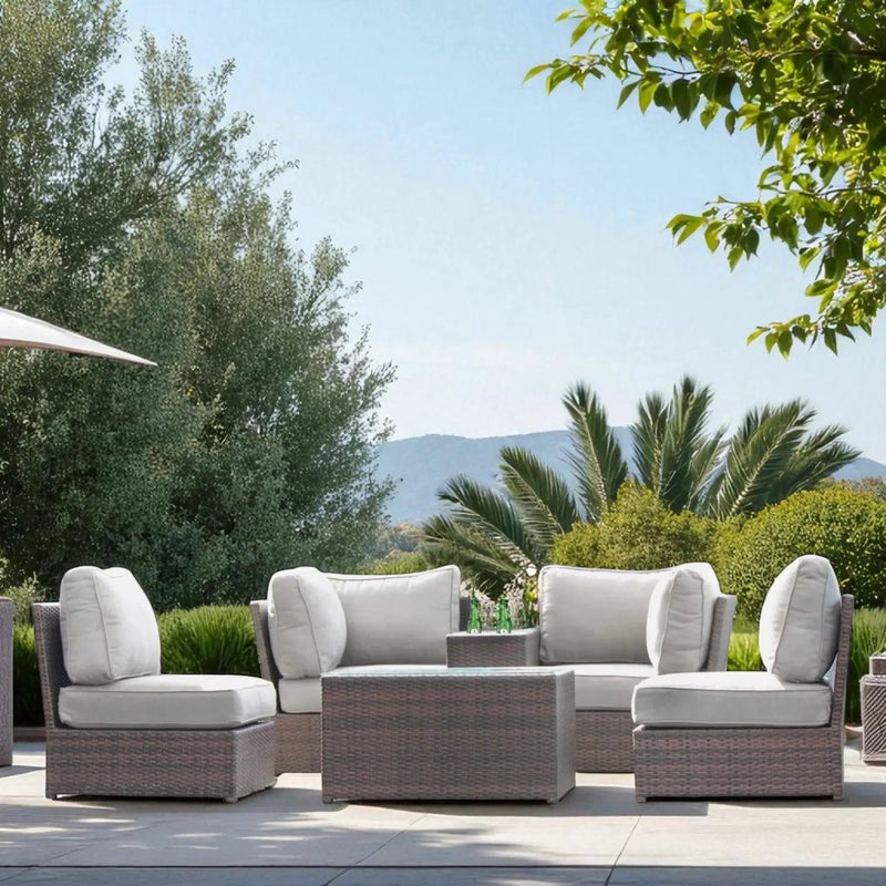 Comfortable Modern Patio Rattan Sectional Set With Cushions by HouseOfZazla