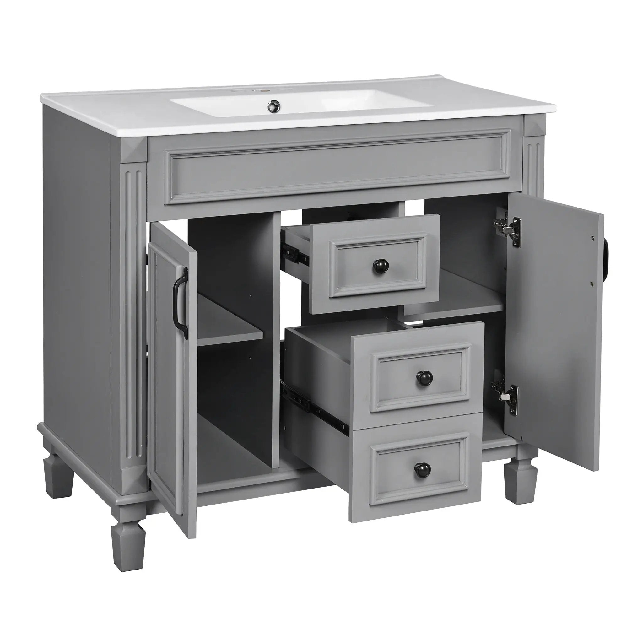 Bathroom Vanity With Top Sink, Mirror Cabinet, 2 Soft Closing Doors & 2 Drawers by Unique Piece Furniture
