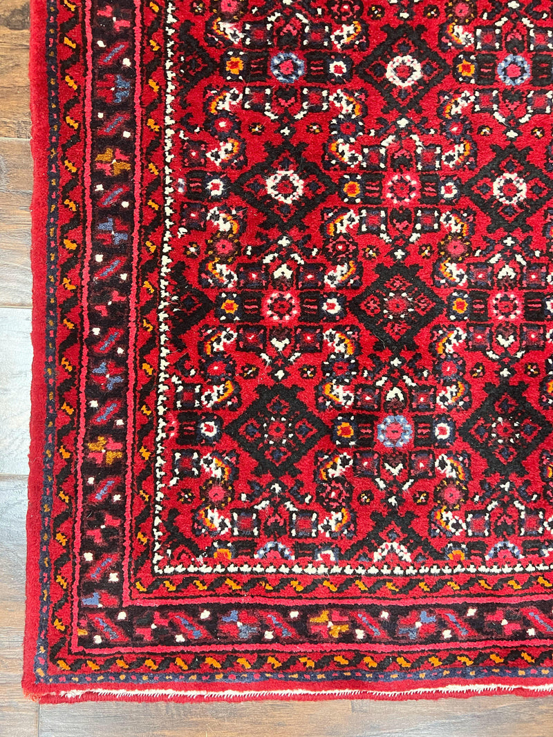 Persian Runner Rug 3 x 16, Wool Handmade Long Antique Hamadan Oriental Rug for Hallway, Red Tribal Rug, Allover Pattern, 3x16 Runner Rug by Jewel Rugs