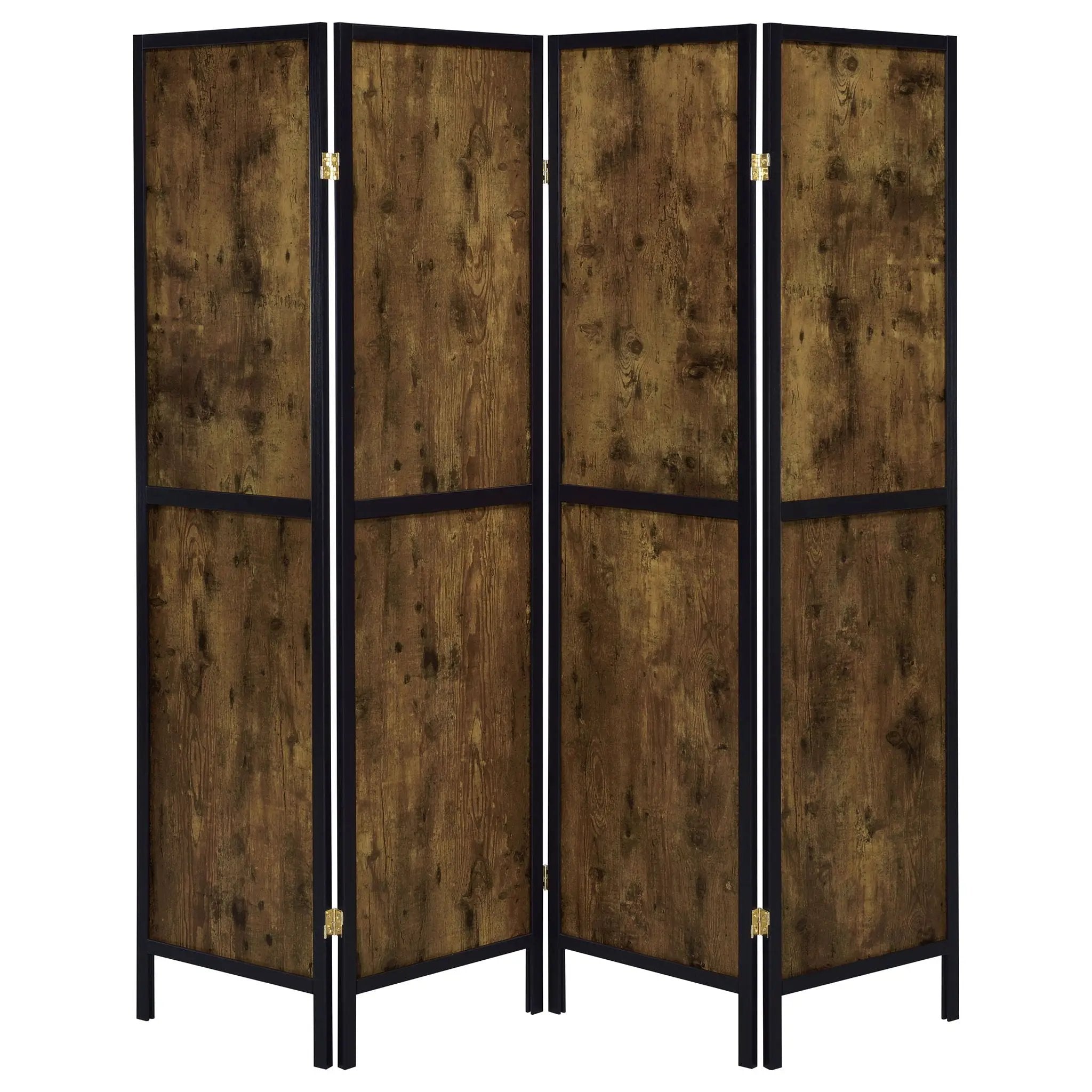 Deepika 4-Panel Room Divider Folding Screen Rustic Nutmeg by Unique Piece Furniture