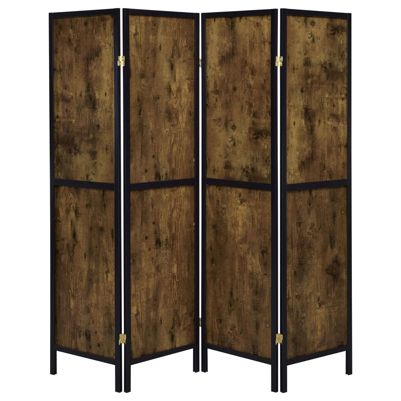 Deepika 4-Panel Room Divider Folding Screen Rustic Nutmeg by Unique Piece Furniture