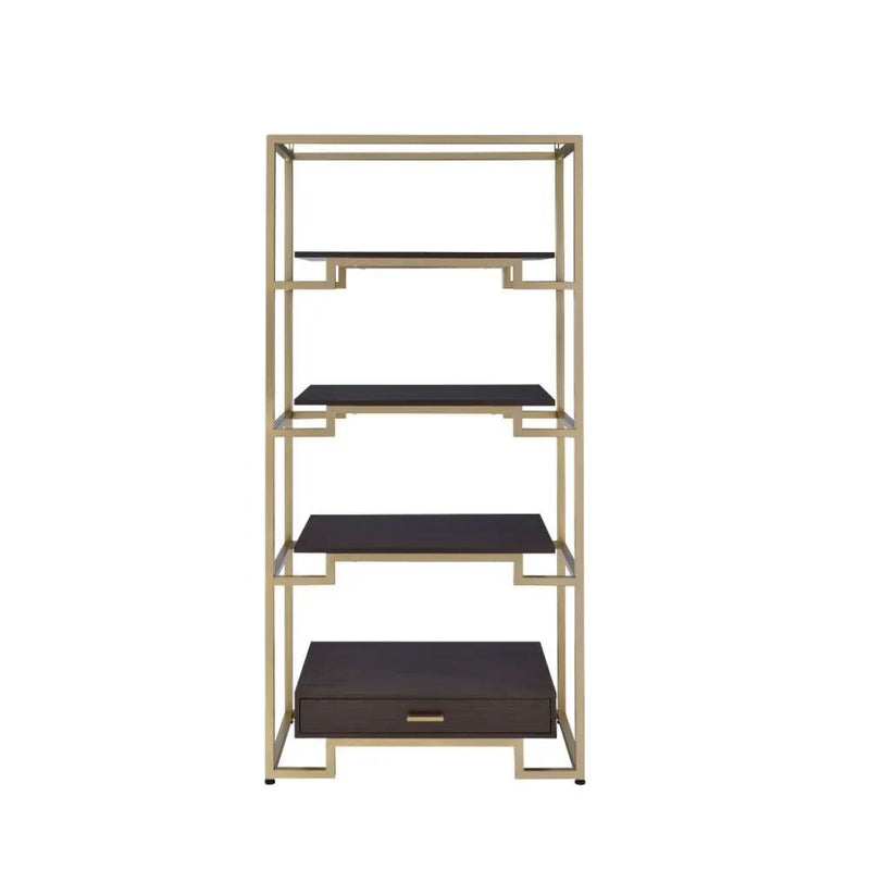 Yumia - Bookshelf - Gold & Walnut by Unique Piece Furniture
