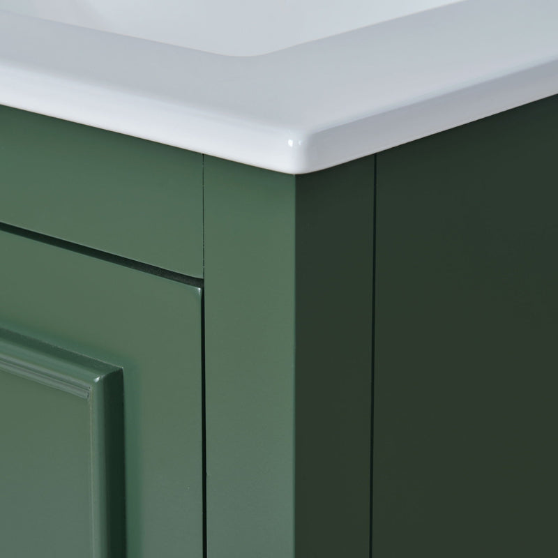 Bathroom Vanity With Ceramic Sink Combo, Modern Freestanding Storage Cabinet With Silver Handles by HouseOfZazla