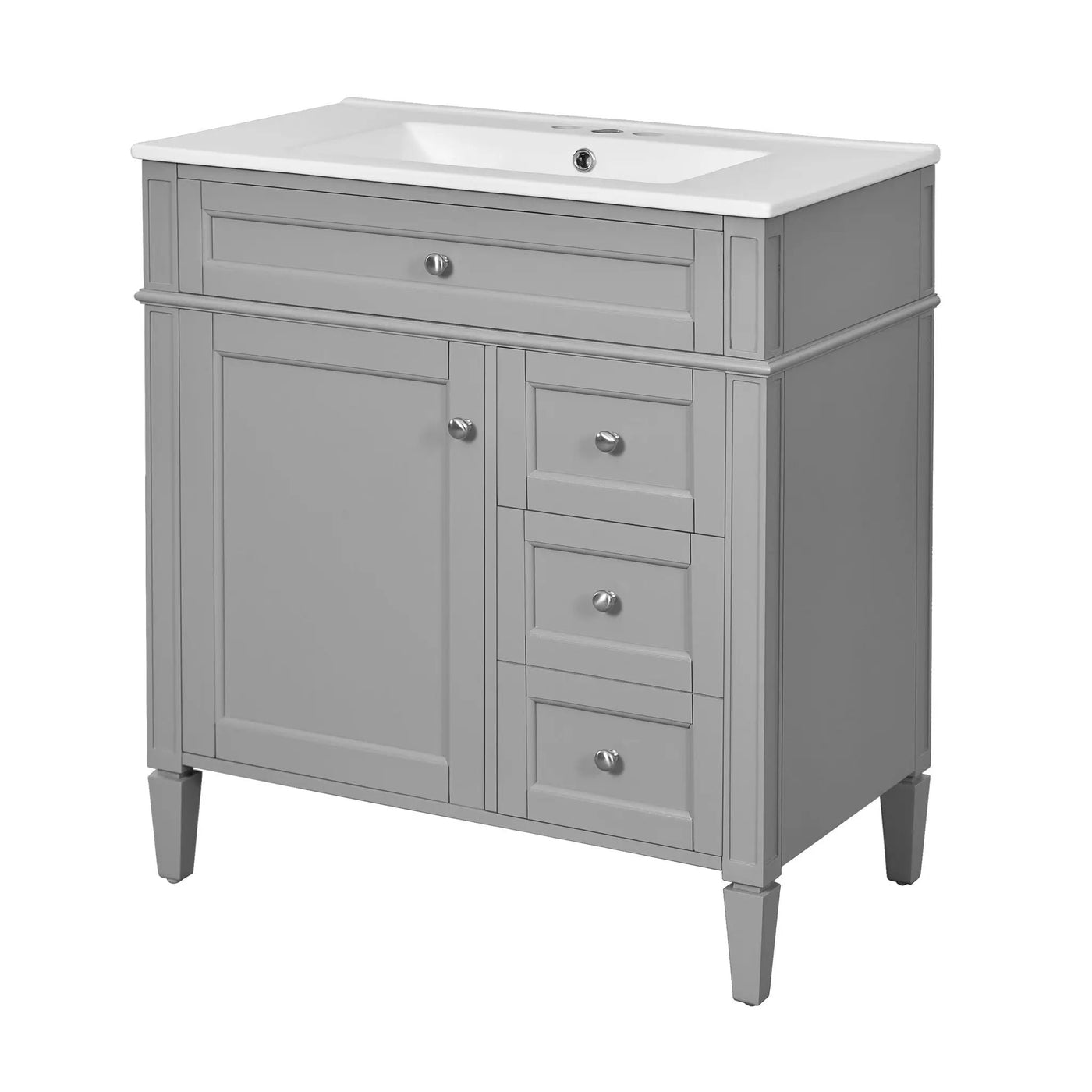 Bathroom Vanity With Top Sink, 2 Drawers & Tip Out Drawer by Unique Piece Furniture