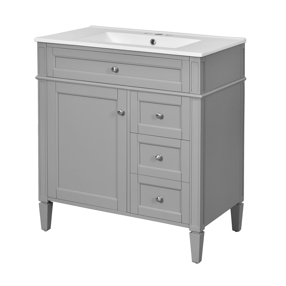 Dark Gray Bathroom Vanity With Top Sink, 2 Drawers & Tip Out Drawer, photo 5 of 66