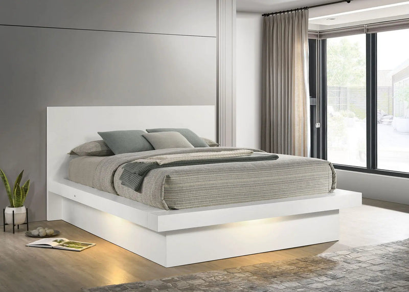 Jessica Wood Queen LED Panel Bed Snow White by Unique Piece Furniture