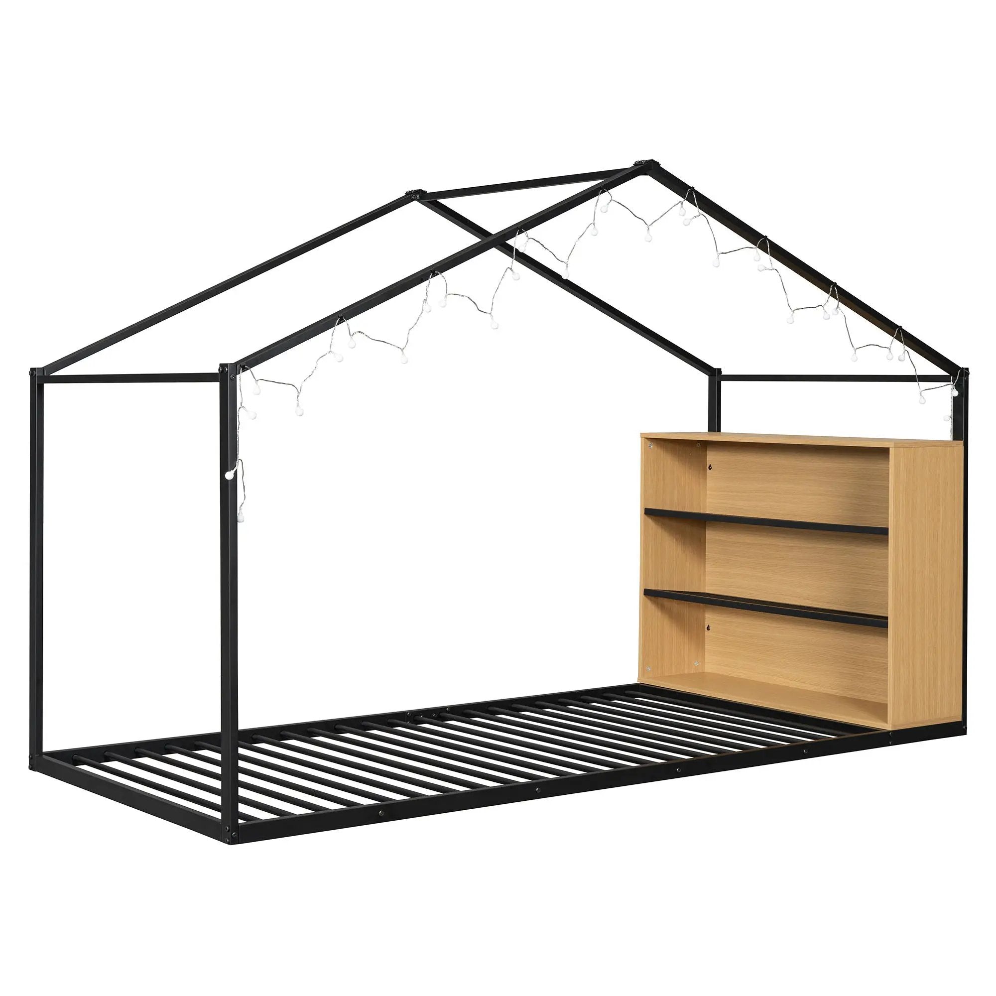 Bed House Frame With Shelves And Lights by HouseOfZazla