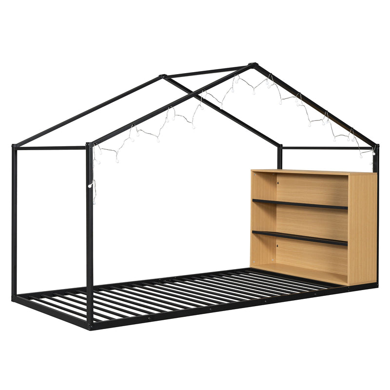 Bed House Frame With Shelves And Lights by HouseOfZazla