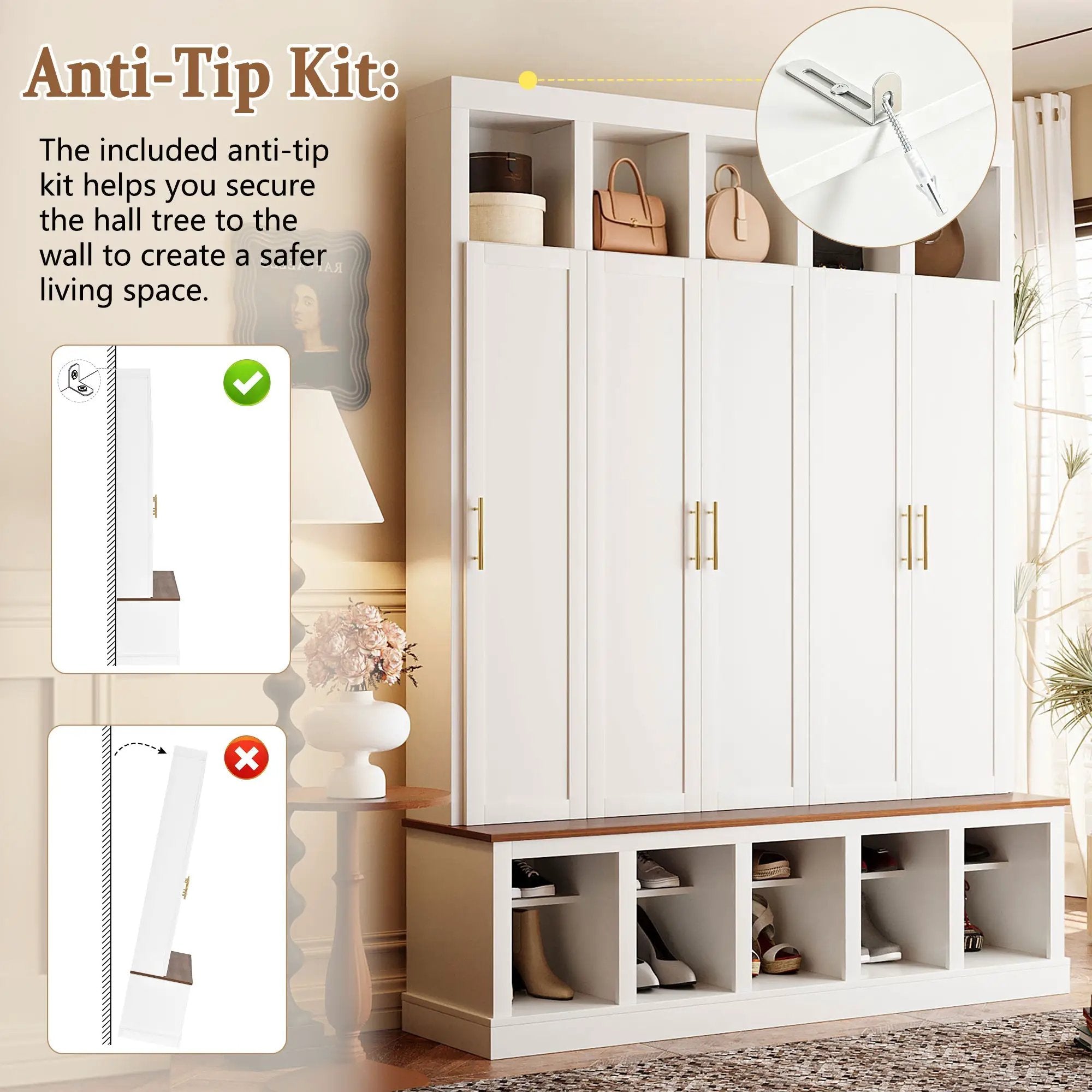 U-Can Farmhouse Entryway Storage Cabinet with Shoe Rack & Display Cubbies by HouseOfZazla