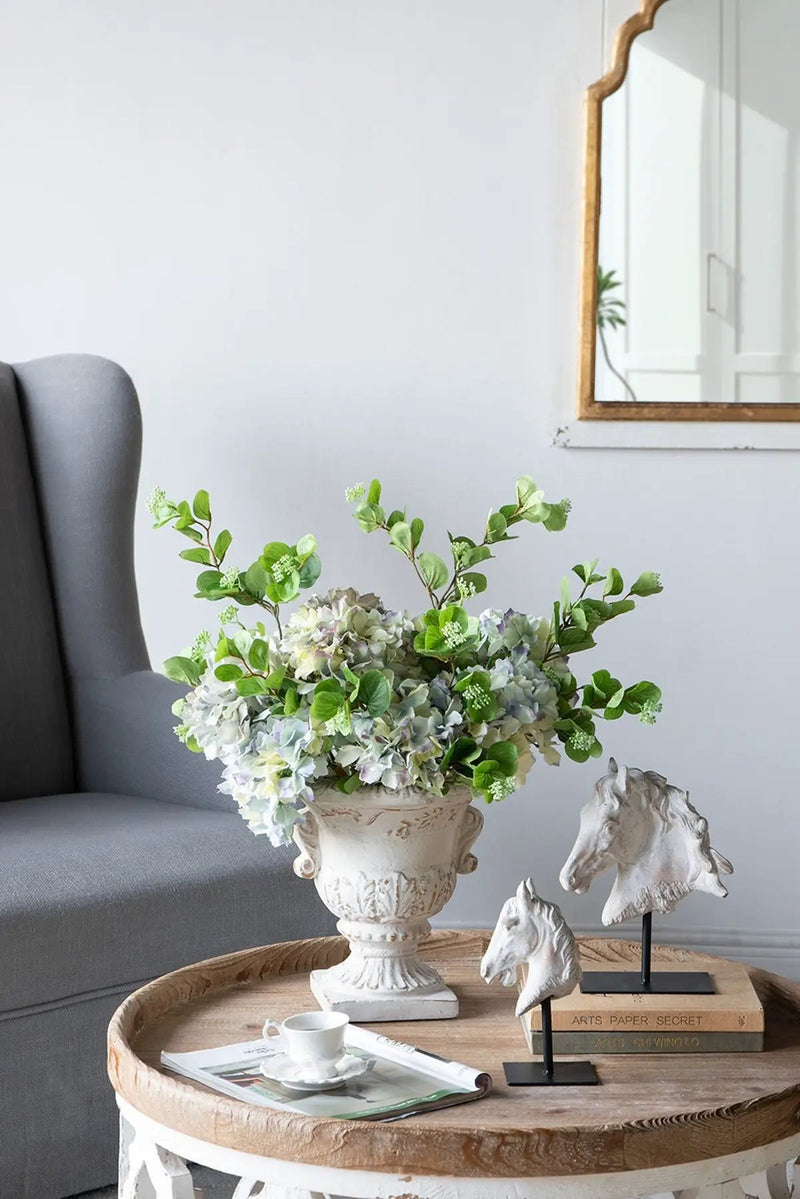 9.4x9.4x10.6' Decorative White Urn Planter with Distressed White Finish and Gold Accents by HouseOfZazla