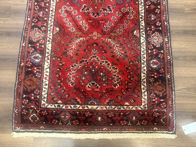 Red Persian Rug 2.6 x 6.8, Floral, Antique Per'sian Carpet, Persian Malayer Rug, Hamadan Rug by Jewel Rugs