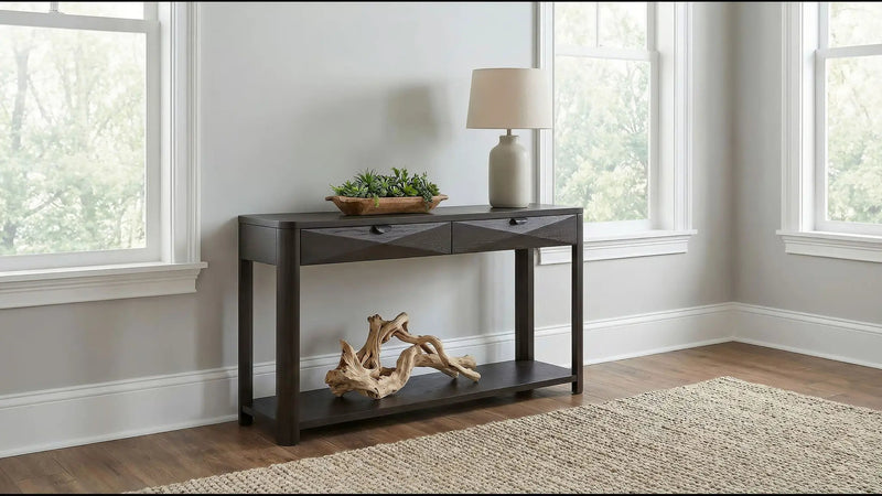 Marcelo Sofa Console Table with 2 Drawers and Shelf Coffee by Unique Piece Furniture