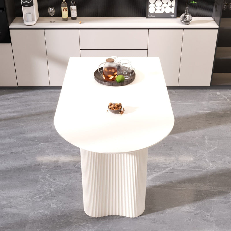 Modern Cream Style Dining Table With Round Wave Legs, 4 - 8 Person - Cream White by HouseOfZazla