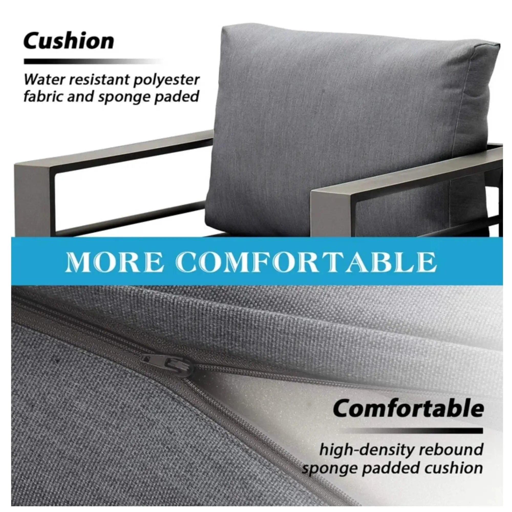 All Weather Patio Loveseat With Thick Cushions - Gray / Gray by HouseOfZazla