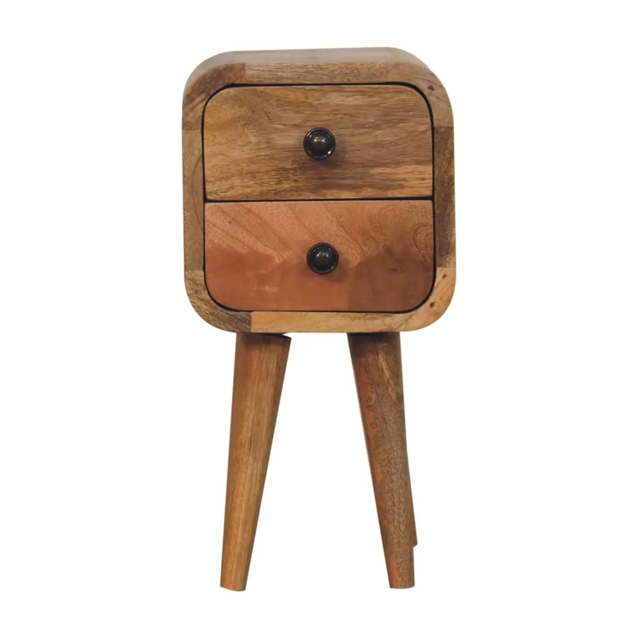 Solid Wood Extra Mini Curved Oak Bedside Table by HouseOfZazla
