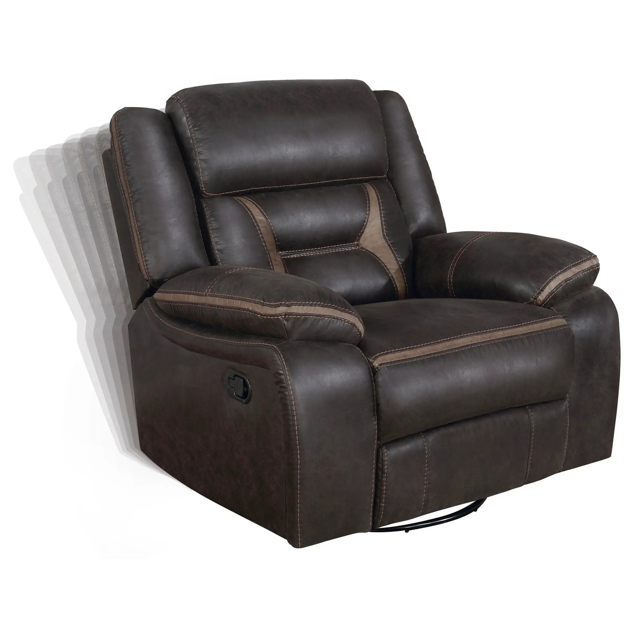 Greer Upholstered Swivel Glider Recliner Chair Brown by Unique Piece Furniture