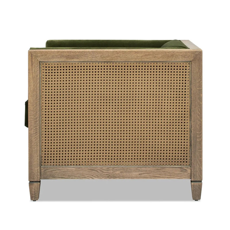 Georgia - Cane Tuxedo Armchair - Olive Green by Unique Piece Furniture