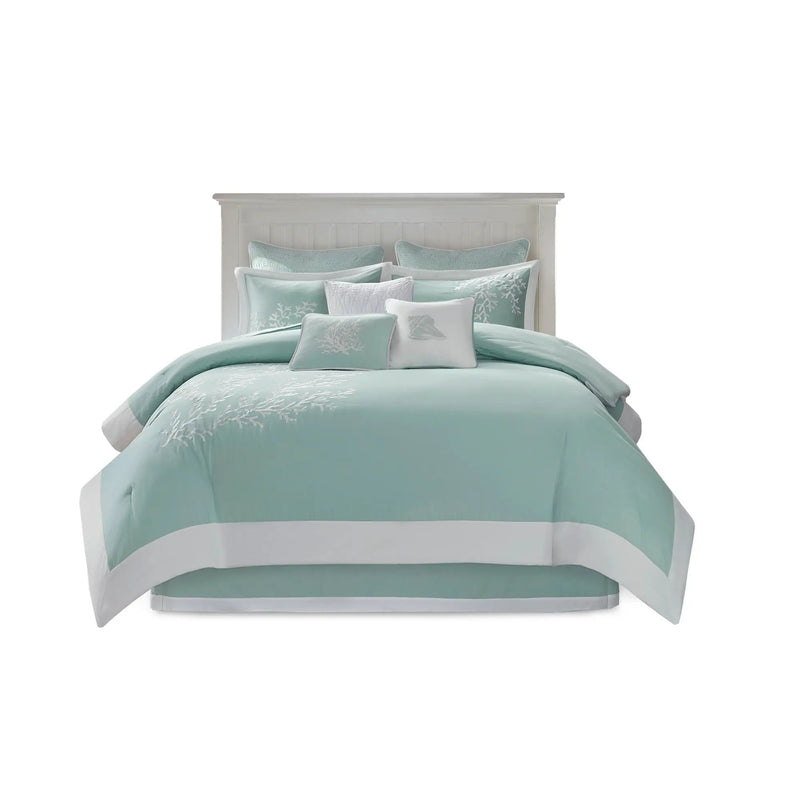 Oversized Cotton Jacquard Comforter Set Aqua King by HouseOfZazla