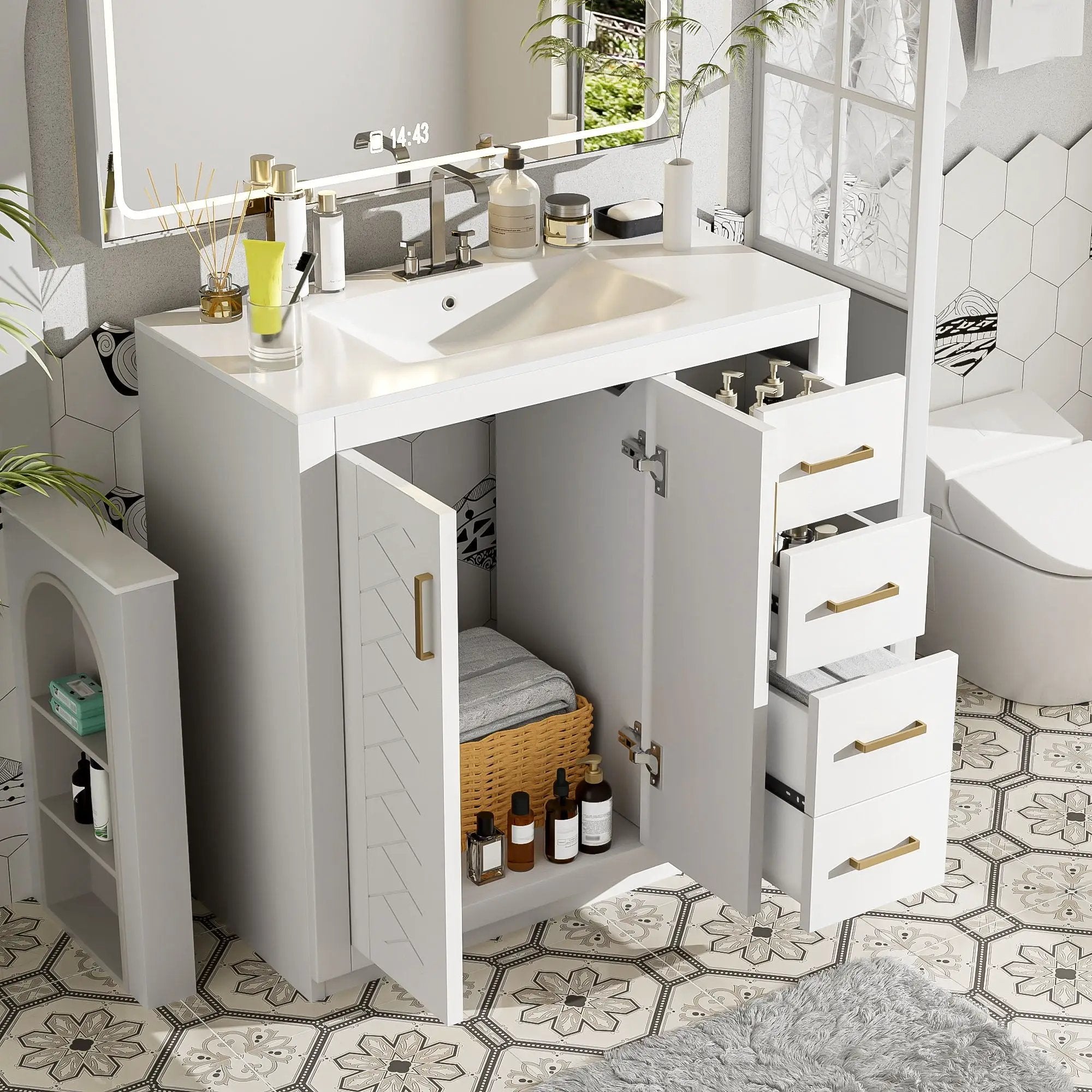 Bathroom Vanity With Sink Combo, Storage Cabinet, Freestanding Set With 3 Drawers & Soft Closing Doors by Unique Piece Furniture