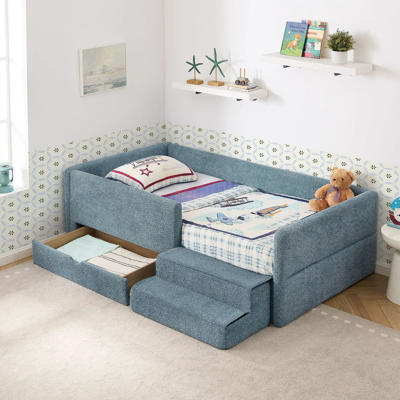 Safe Kids Bed With Guardrails And Storage by Unique Piece Furniture