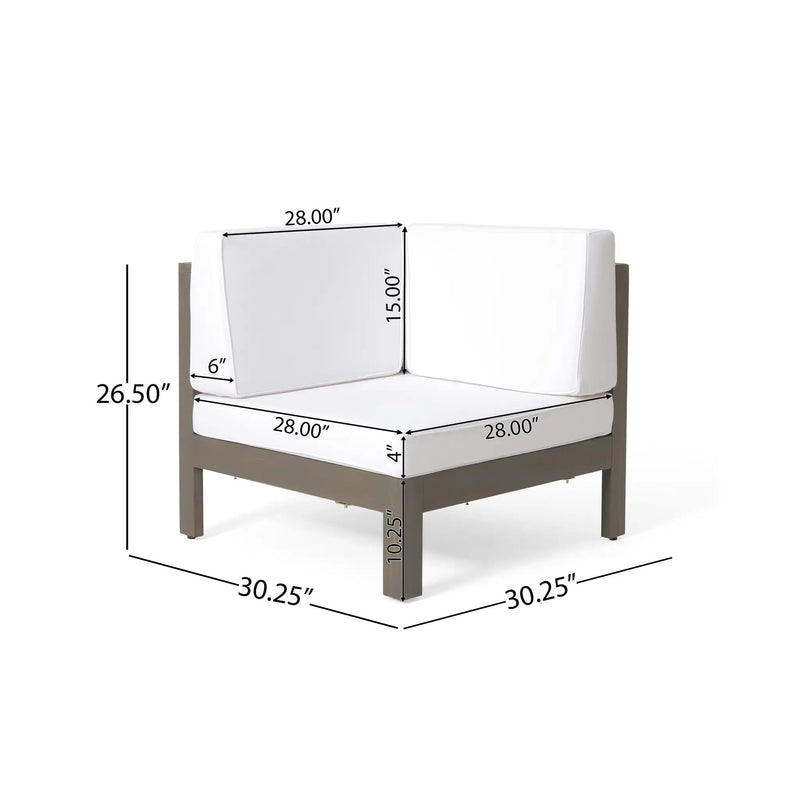 OANA Outdoor Wooden Sectional Set with Cushions, White by HouseOfZazla