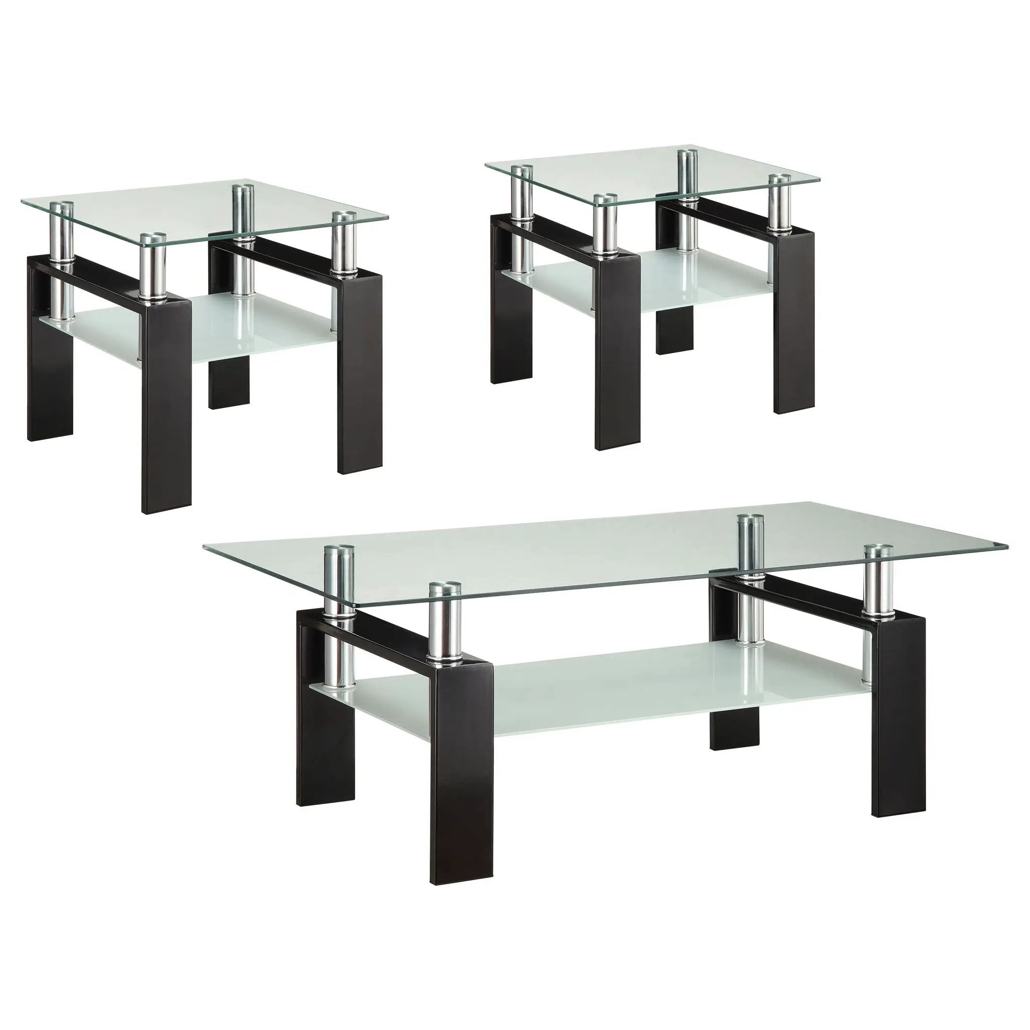 Dyer 3-piece Rectangular Coffee and End Table Set Black by Unique Piece Furniture
