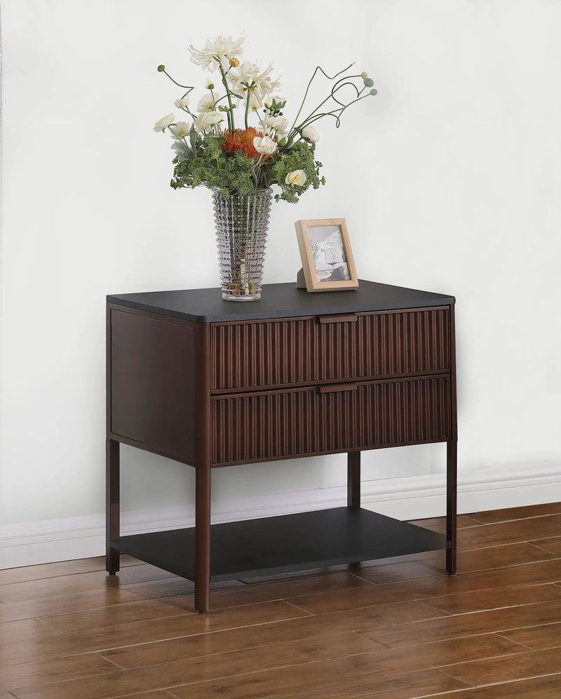 Zimmerlee 2-drawer Side Table with Shelf Rust Brown by Unique Piece Furniture