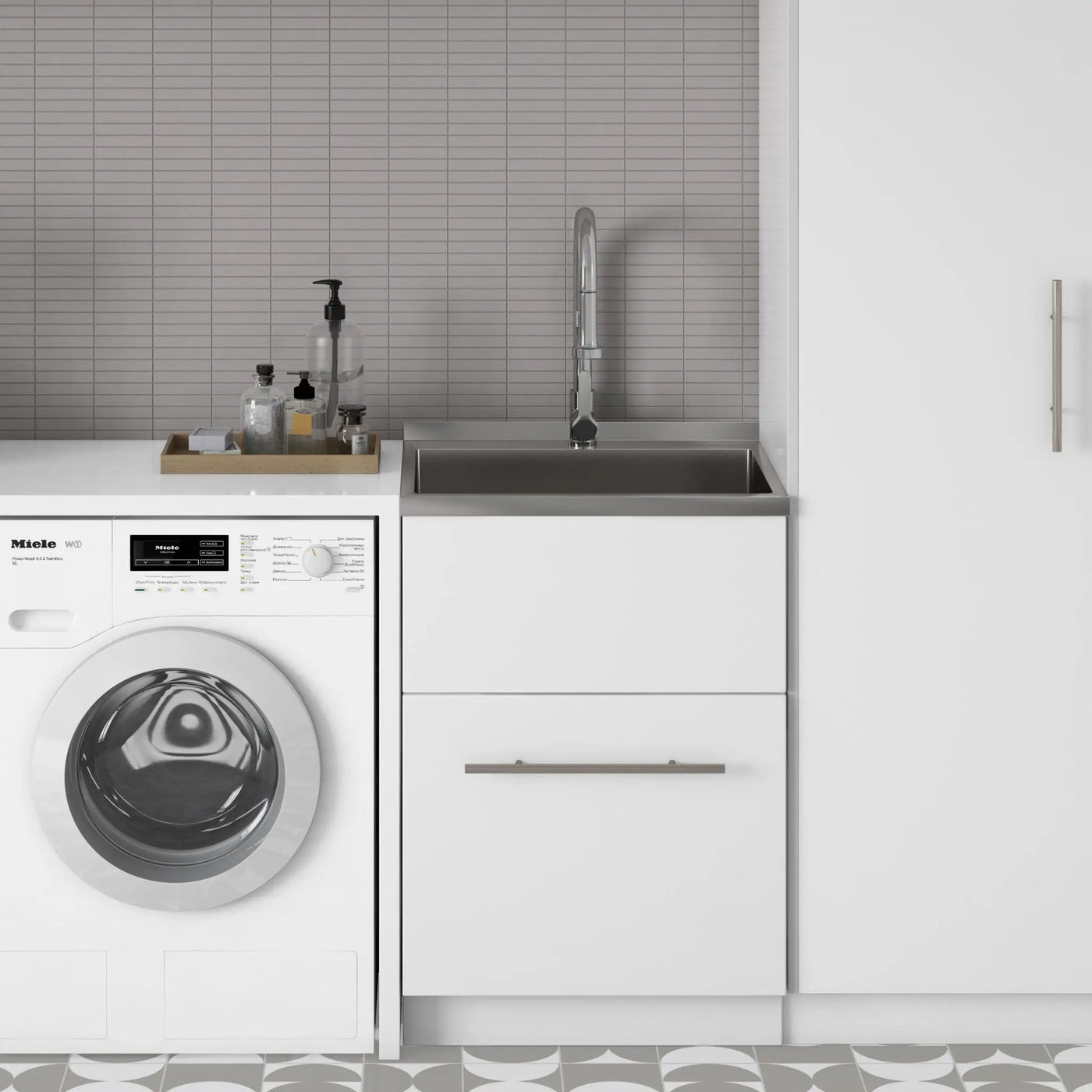 Metro - Laundry Cabinet & Faucet And Stainless Steel Sink by HouseOfZazla
