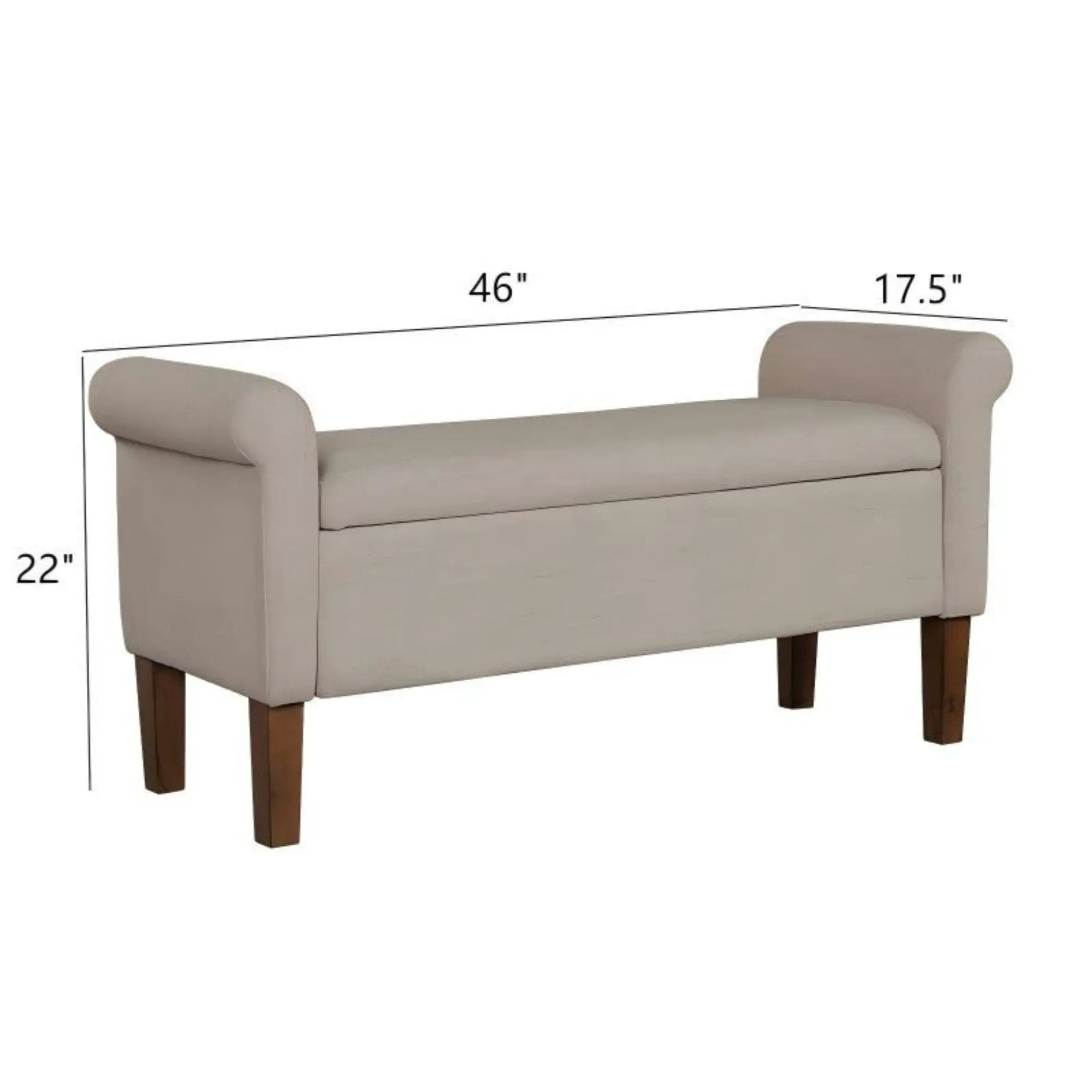 Upholstered Storage Bench With Rolled Armrests - Beige by Unique Piece Furniture