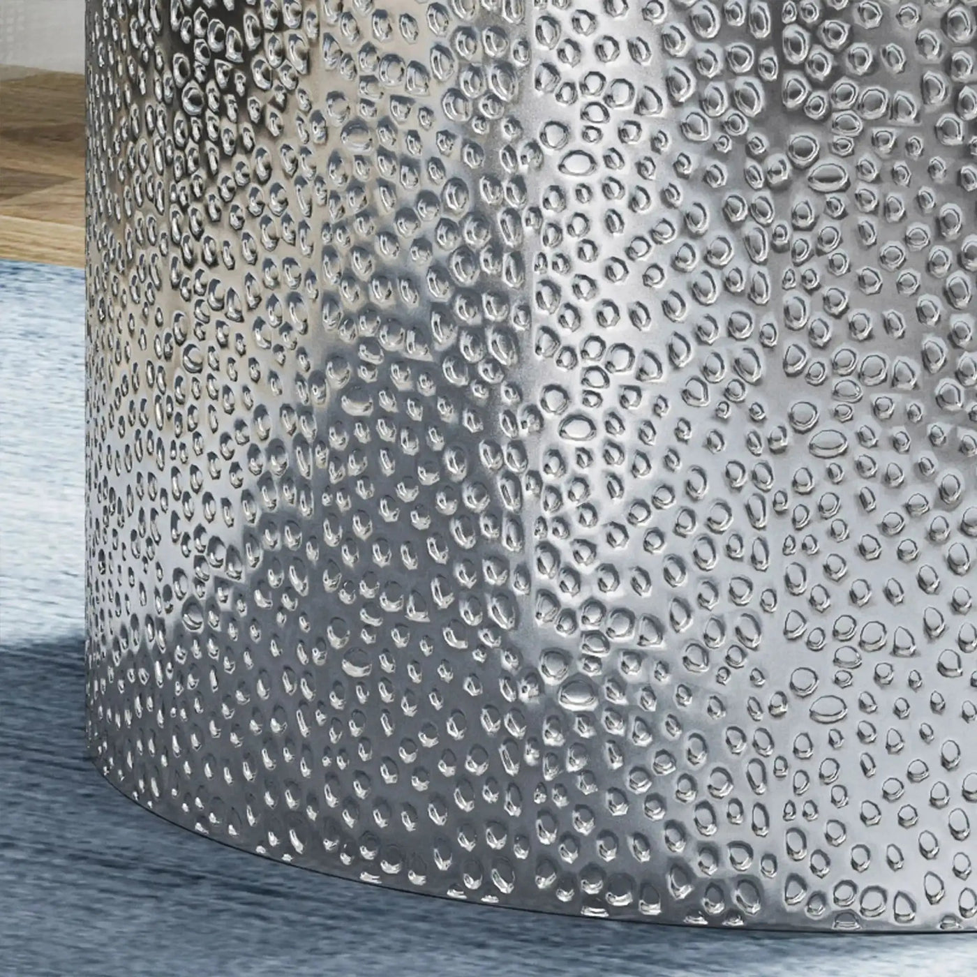 Modern Round Accent Table With Hammered Surface by HouseOfZazla