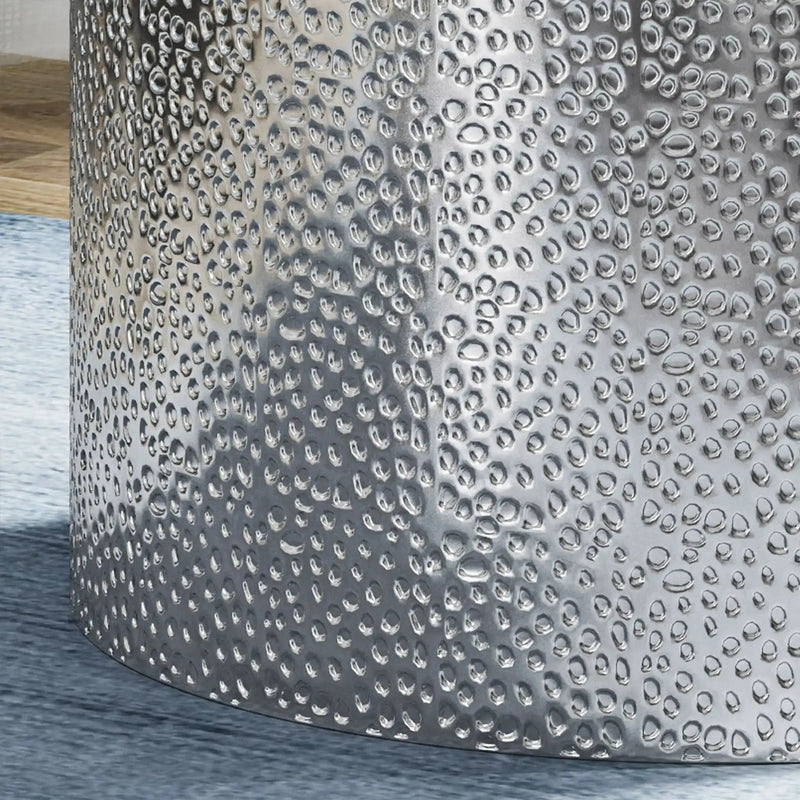 Modern Round Accent Table With Hammered Surface by HouseOfZazla