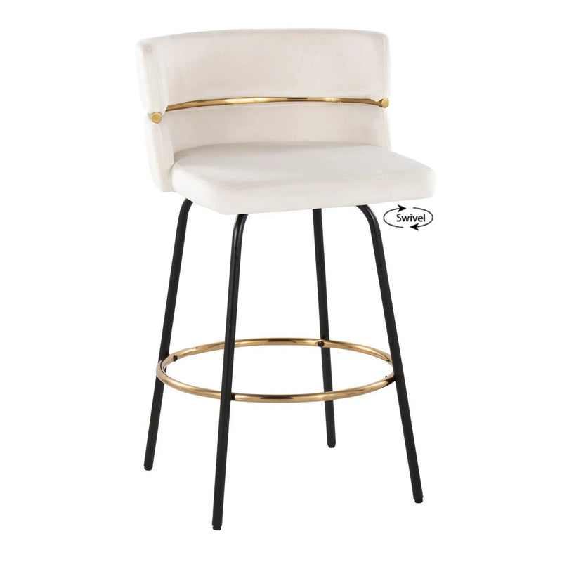 Cinch - Contemporary Fixed Height Counter Stool With Swivel & Round Footrest (Set of 2) by HouseOfZazla