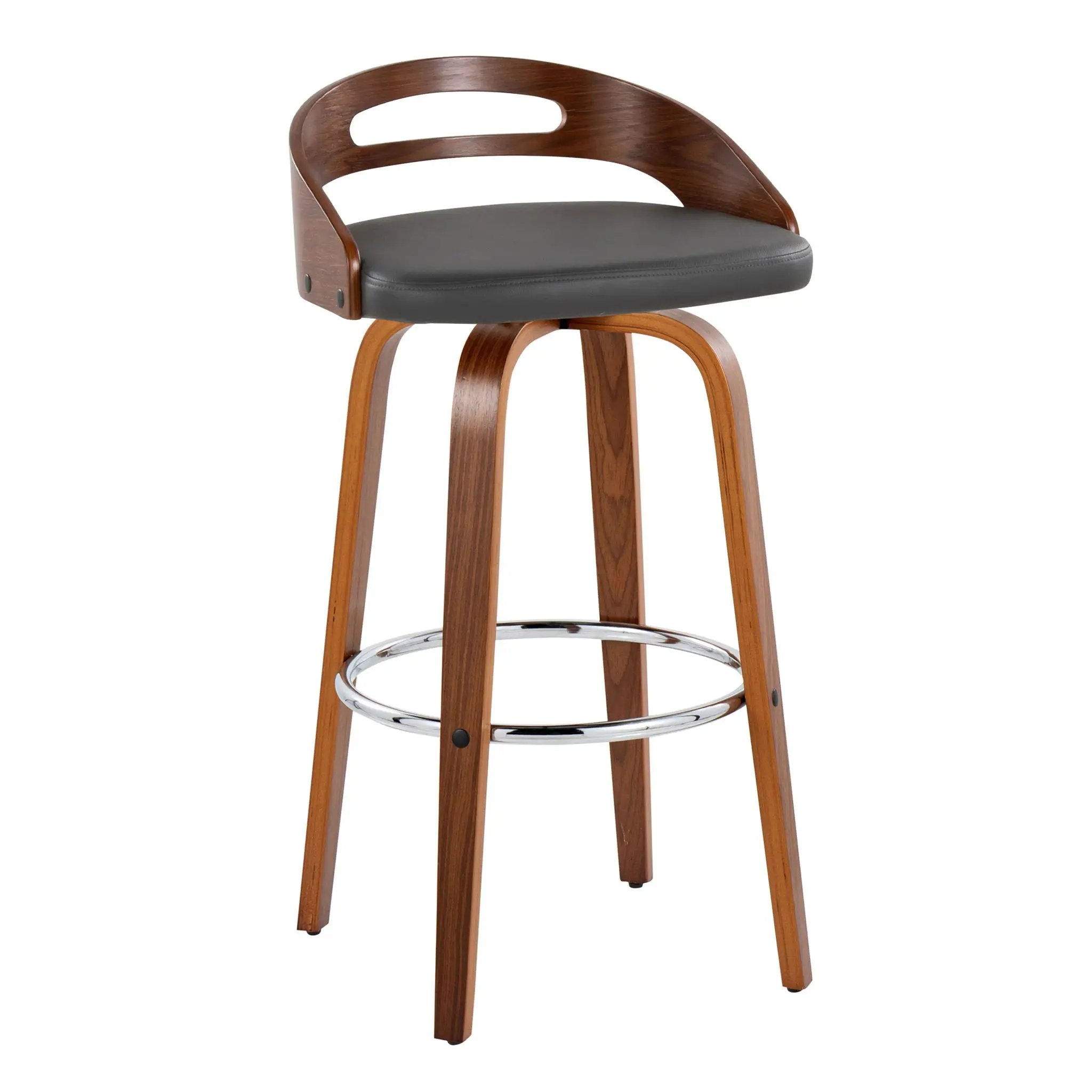 Cassis - Contemporary Fixed Height Barstool With Swivel With Round Footrest (Set of 2) by HouseOfZazla