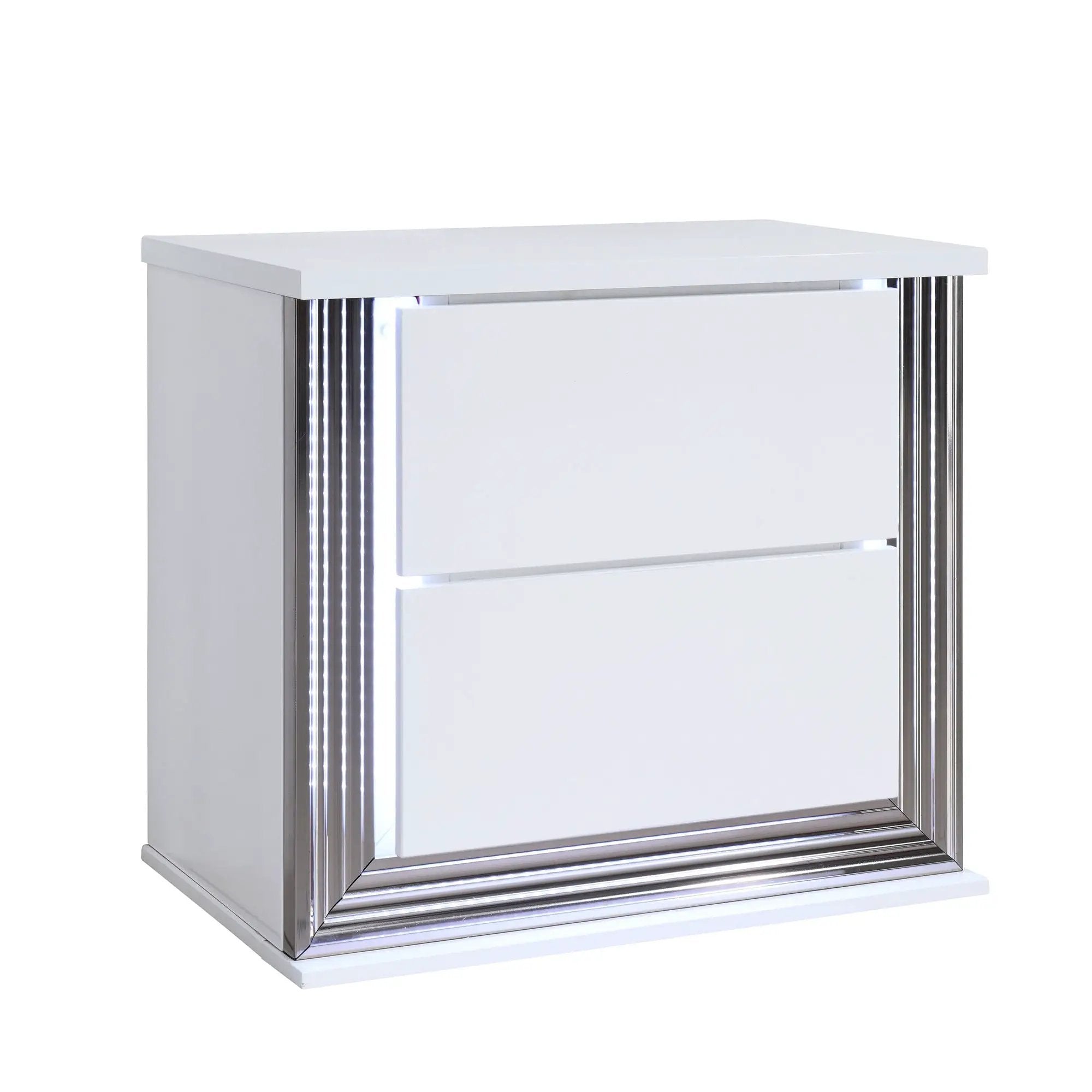Moon - Smooth Nightstand With LED - White by HouseOfZazla