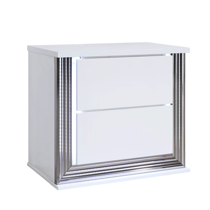 Moon - Smooth Nightstand With LED - White by HouseOfZazla