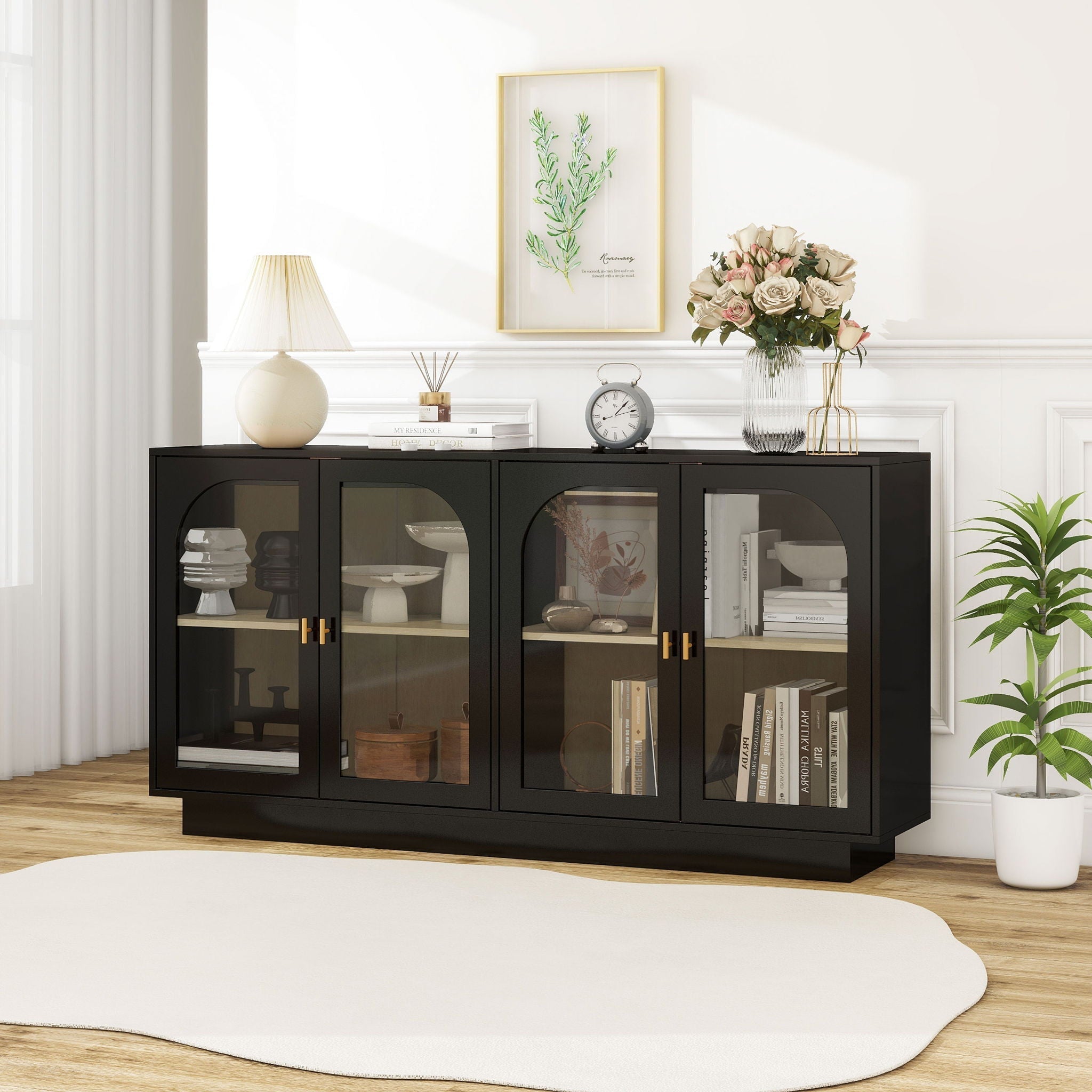 Storage Cabinet With Door For Living Room, Dining Room - Black by HouseOfZazla